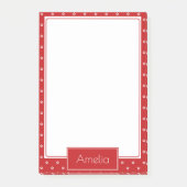 White Stars Pattern on Bright Red Personalised Post-it® Notes (Voorkant)