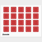 White Stars Pattern op Bright Red Custom Text Vierkante Sticker (Vel)