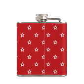 White Stars Pattern op Bright Red Monogram Heupfles (Achterkant)