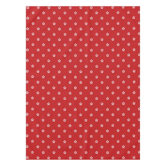 White Stars Pattern op Bright Red Tafelkleed (Voorkant)