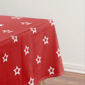 White Stars Pattern op Bright Red Tafelkleed (Voorbeeld)