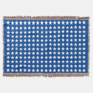 White Stars Pattern over Blue American Flag Theme Deken