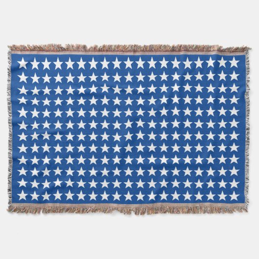 White Stars Pattern over Blue American Flag Theme Deken (Voorkant)