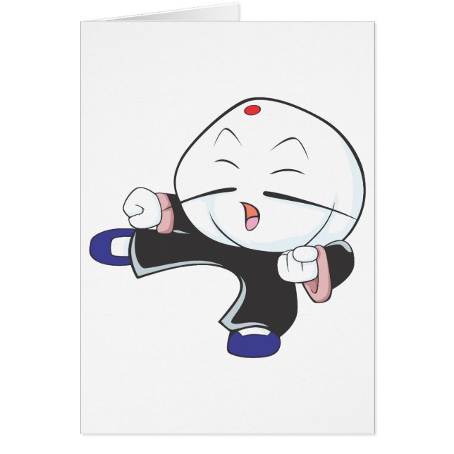 White Steamed Bun in Martial Arts Pose (Voorkant)