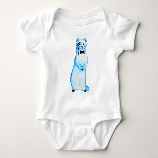 White Stoat Ermine Leuke fret Lover Art Romper (Voorkant)