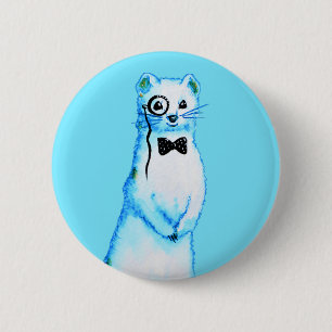 White Stoat Ermine Leuke fret Lover Art Ronde Button 5,7 Cm