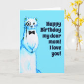 White Stoat Ermine Leuke fret Lover Moeder Verjaar Kaart (Gele Bloem)