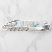 White Stone Marble Blue Glitter Monogram Kurkentrekker (Achterkant)