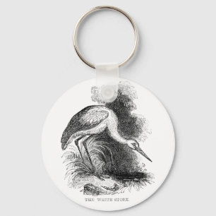 White Stork  Bird Wildlife Tekening Sleutelhanger