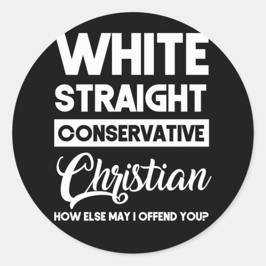 White straight Conservative Christelijk offensief Ronde Sticker (Voorkant)
