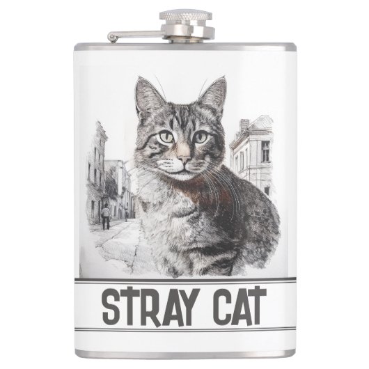 White Stray Cat Heupfles (Voorkant)