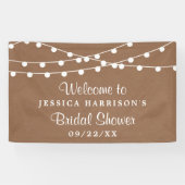 White String lampjes op Rustic Kraft Vrijgezellenf Spandoek (Horizontaal)