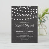 White String Lights op Chalkboard Bridal Brunch Kaart (Staand voorkant)