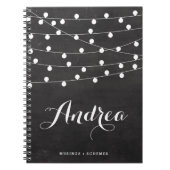 White String Lights op schoolbord gepersonaliseerd Notitieboek (Voorkant)
