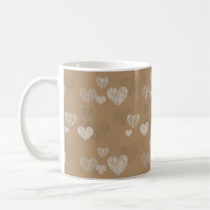 White Striped Hearts on Iced Coffee Koffiemok