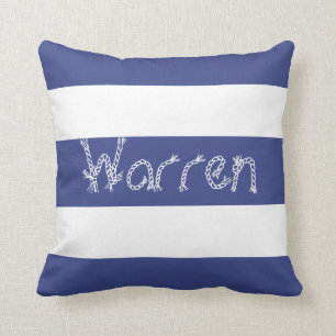 White Stripes Jouw naam Cushion Sierkussen