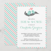 White Stripes Lovebirds Invitation à la douche nup (Devant / Derrière)