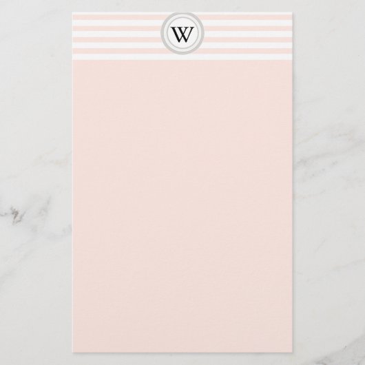 White Stripes Monogram Briefpapier (Voorkant)