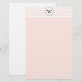 White Stripes Monogram Briefpapier (Voorkant / Achterkant)