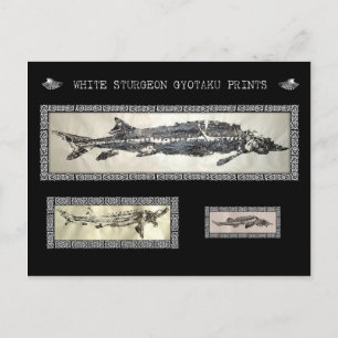 White Sturgeon Gyotaku Collage Card Briefkaart