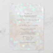 White Subtle Glitter Bokeh Wedding Invitation Kaart (Voorkant / Achterkant)