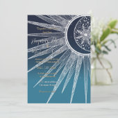 White Sun Moon Mandala Blue Gradient Design Kaart (Staand voorkant)