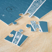 White Sun Moon Mandala Blue Gradient Design Legpuzzel (Zijkant)