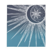 White Sun Moon Mandala Blue Gradient Design Notitieblok (Voorkant)