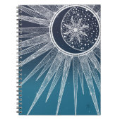 White Sun Moon Mandala Blue Gradient Design Notitieboek (Voorkant)