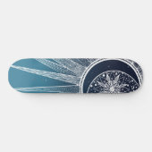 White Sun Moon Mandala Blue Gradient Design Skateboard (Horizontaal)