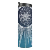White Sun Moon Mandala Blue Gradient Design Thermosbeker (Geroteerd rechts)