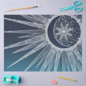 White Sun Moon Mandala Blue Gradient Design Tissuepapier (Craft)