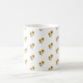White Sunflower Floral Pattern Design Minimalist Koffiemok (Center)