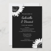 White Sunflower op Black Wedding Kaart (Voorkant)