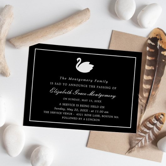 White Swan - Black Memorial Announge Kaart