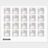 White Swan Elegant Grey Script Gender Neutral Vierkante Sticker (Vel)