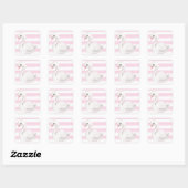 White Swan Elegant Script roze Stripe Girl Vierkante Sticker (Vel)