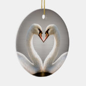White Swan Heart Keramisch Ornament (Rechts)