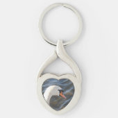 White Swan Heart Keychain (Voorkant)