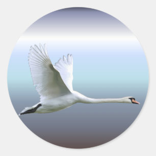 White Swan in Full Flight Ronde Sticker