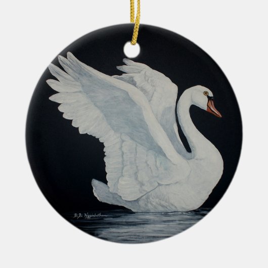 White Swan Keramisch Ornament (Voorkant)