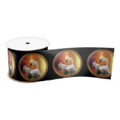 White Swan met gouden en oranje achtergrond Lint (Spoel)
