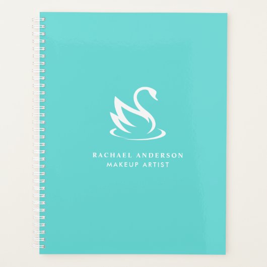 White Swan Minimalist Logo op Robin Egg Blue Planner (Voorkant)