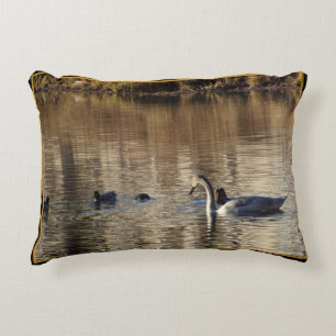 White Swan n Mallard Ducks Accent Pillow Kussen