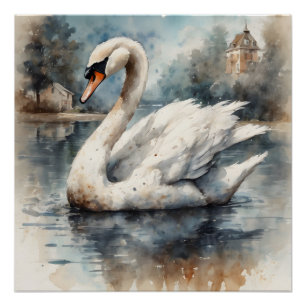 White Swan no 5 Glanzend Poster Perfect Poster