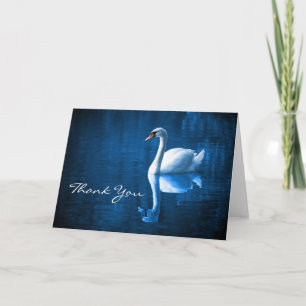 White Swan on Blue Waters Dank je Kaart
