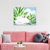 White Swan Pair Art Prints (Insitu (Woonkamer))