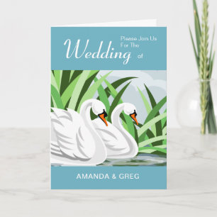 White Swan Pair Wedding Invitations