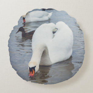 White Swan Rond Kussen