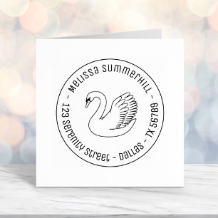 White Swan Round Address Zelfinktende Stempel
